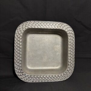 Wilton Armetale Decorative Square Metal Bowl in Pewter Tone Bubble String Design